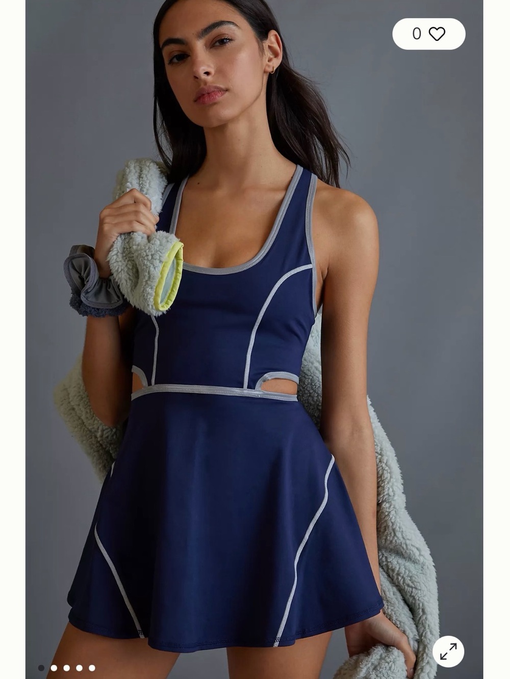 Free People Navy Mini Fit-and-Flare Dress with Contrast Piping